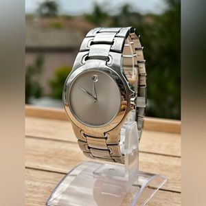 MOVADO MEN'S MEZA MUSEUM STAINLESS STEEL QUARTZ 84 G1 1898 7” Working Cond.